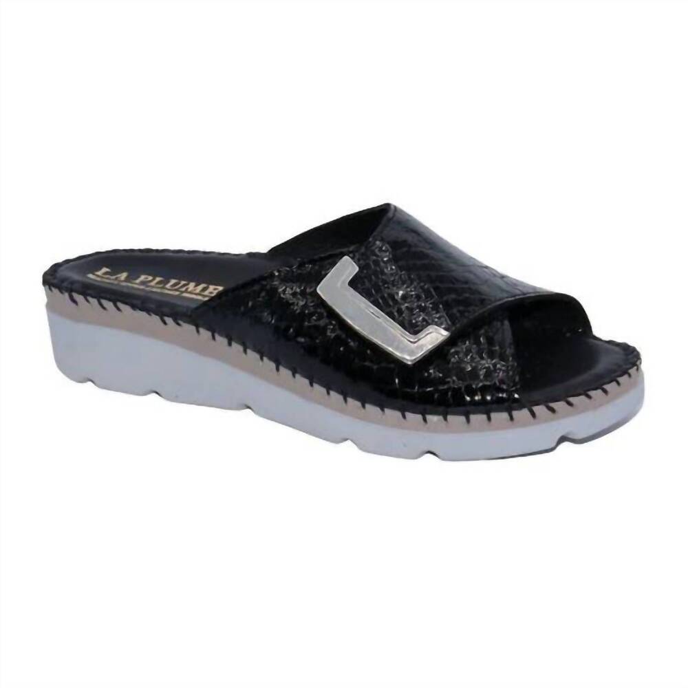 NEW LAPLUME women's agua sandals in black croco